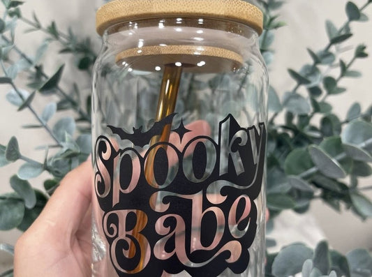 Spooky Babe Glass Beer Can